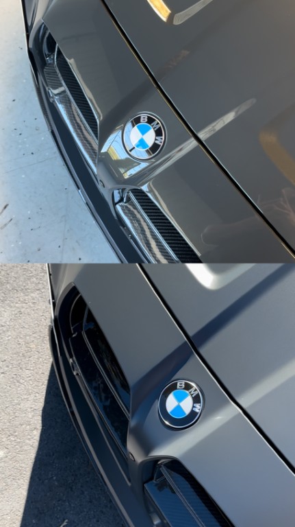 Gloss paint converted to satin with XPEL STEALTH PPF—before and after.
